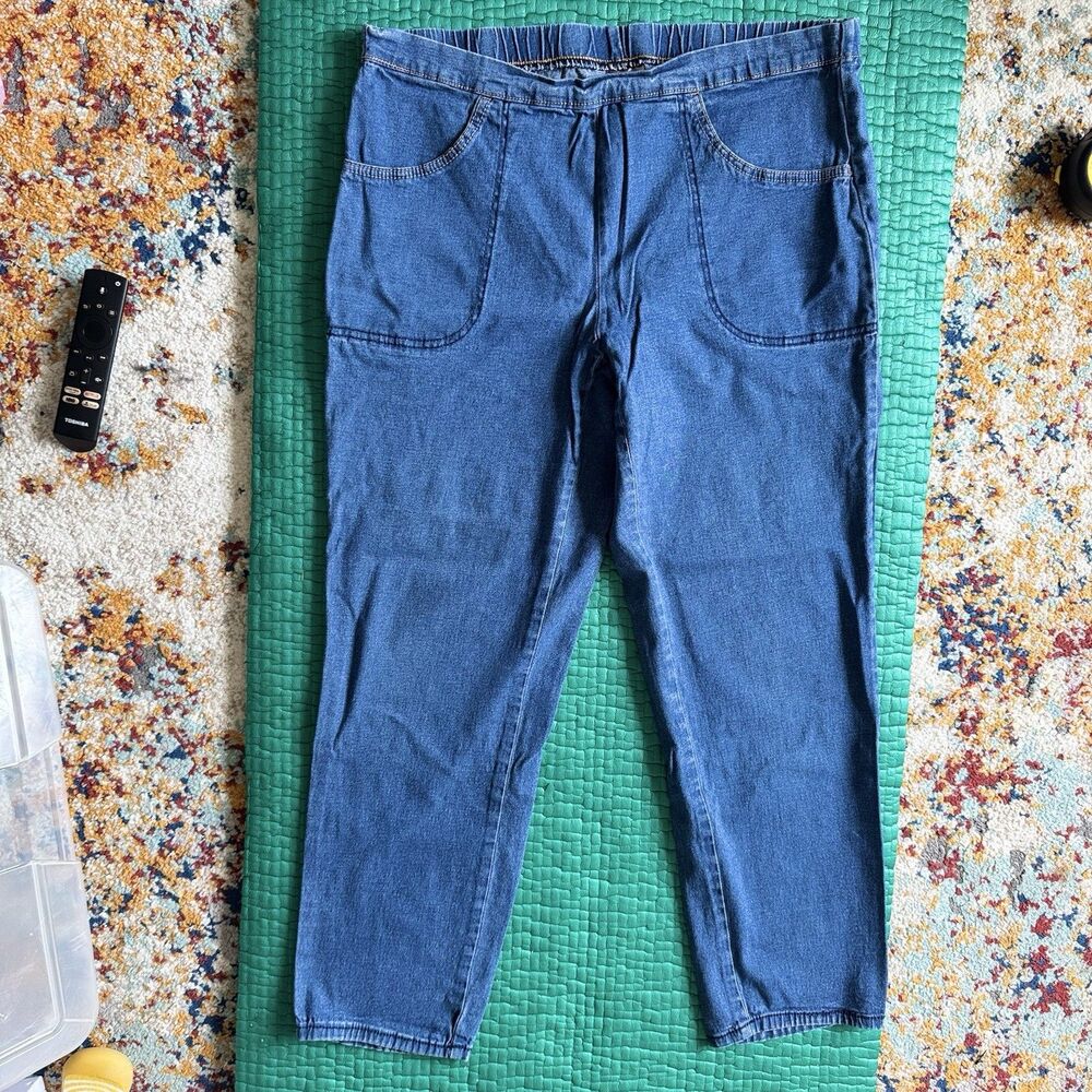 White Stag Jeans Sz Petite L (12/14) VTG Pull On Stretch Waist 98% Cttn Normcore